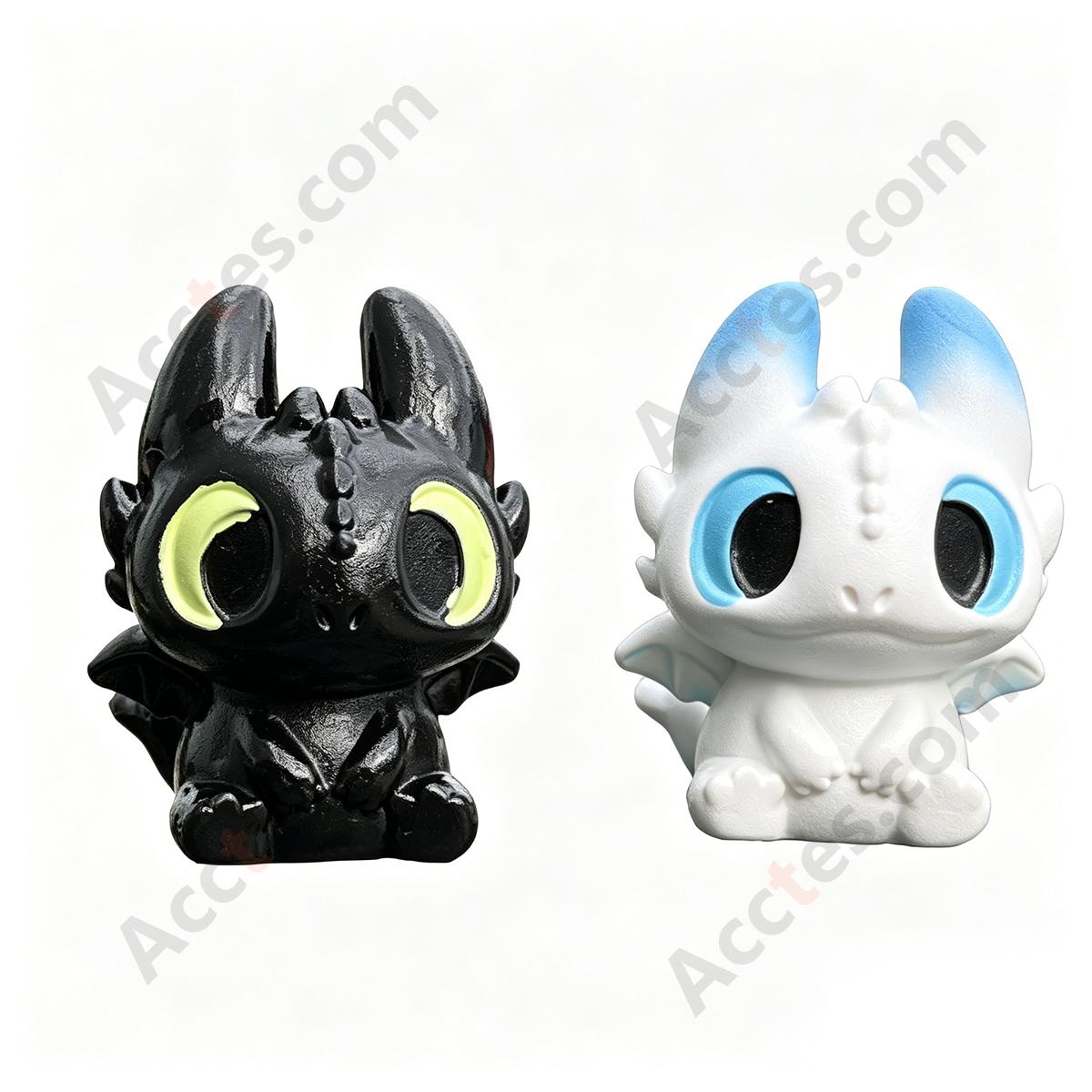 Pair Large Small Cartoon Dragon Set Car Dashboard Figurine with Adhesive Tape