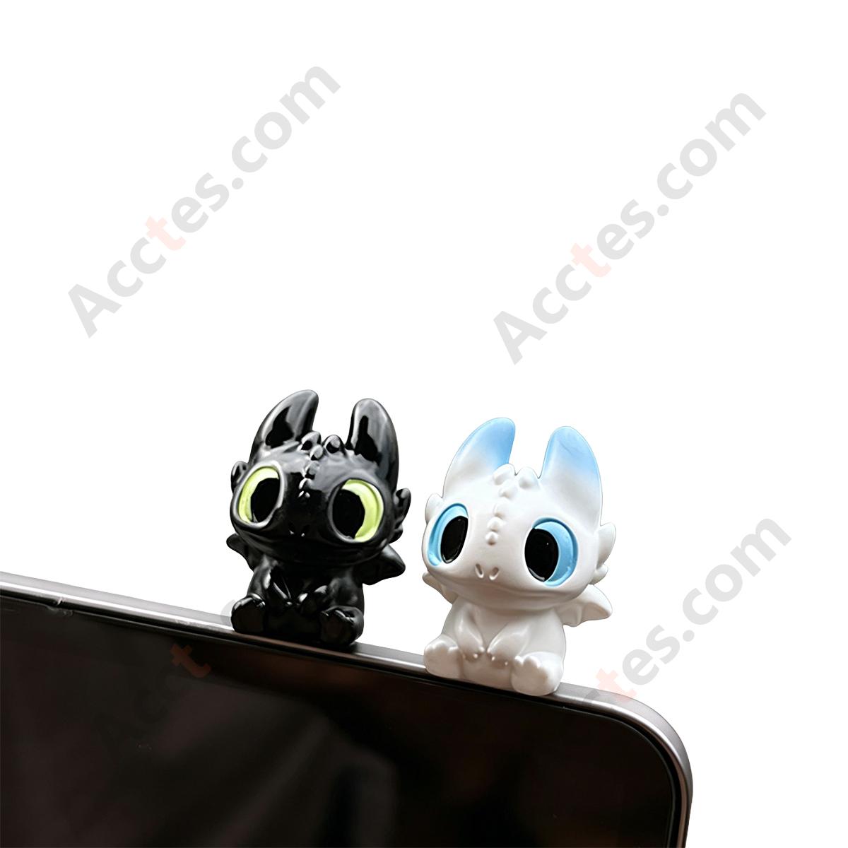 Pair Large Small Cartoon Dragon Set Car Dashboard Figurine with Adhesive Tape