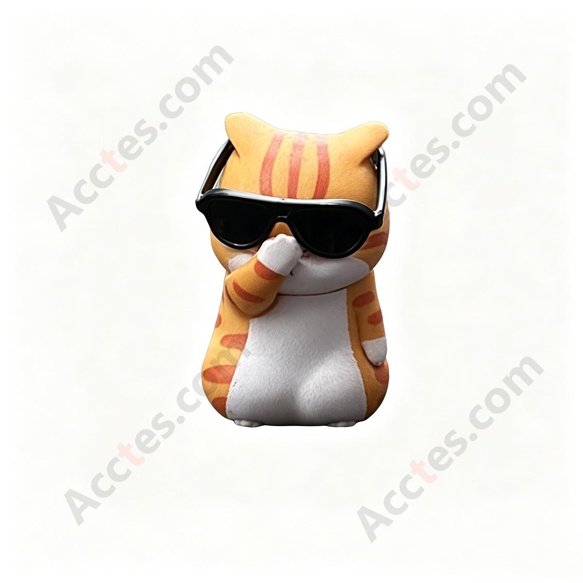 Cartoon Cat with Glasses Car Dashboard Figurine