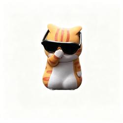 Cartoon Cat with Glasses Car Dashboard Figurine
