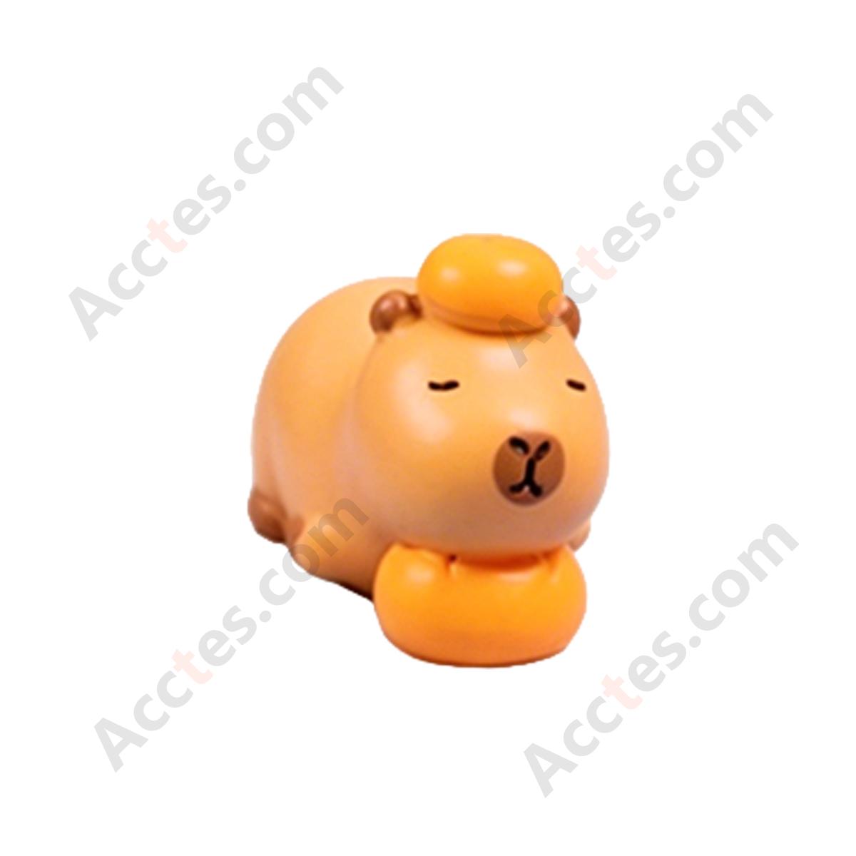 Cartoon Capybara Figurine Lying On Persimmon Car Dashboard Ornament