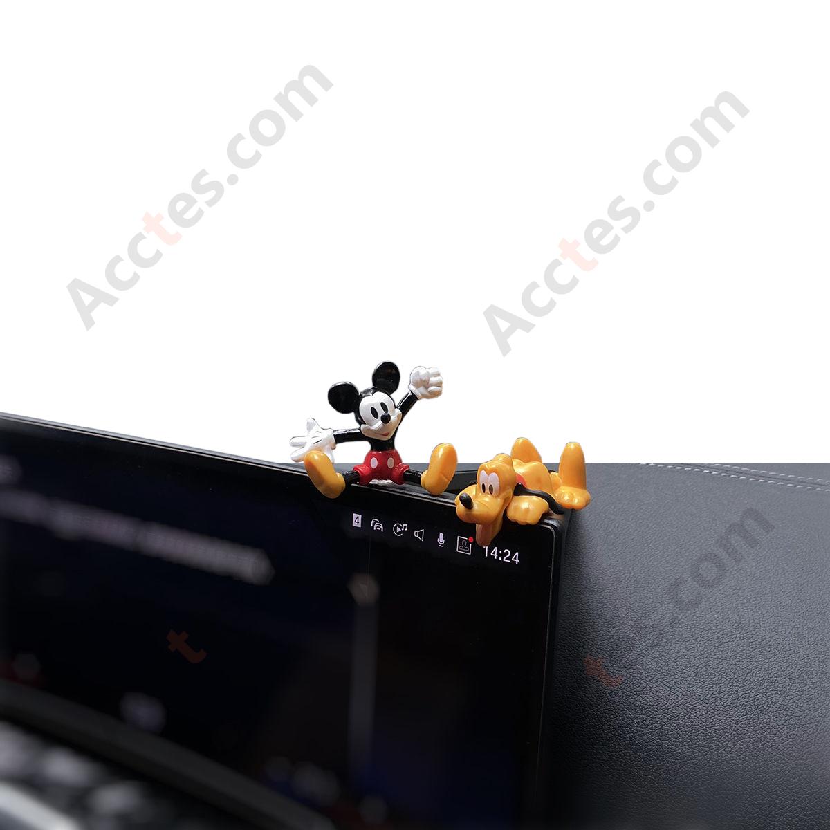 Car Dashboard Cartoon Mouse & Puppy Shape Combination Ornaments, Vehicle Console Decor Figurine Set