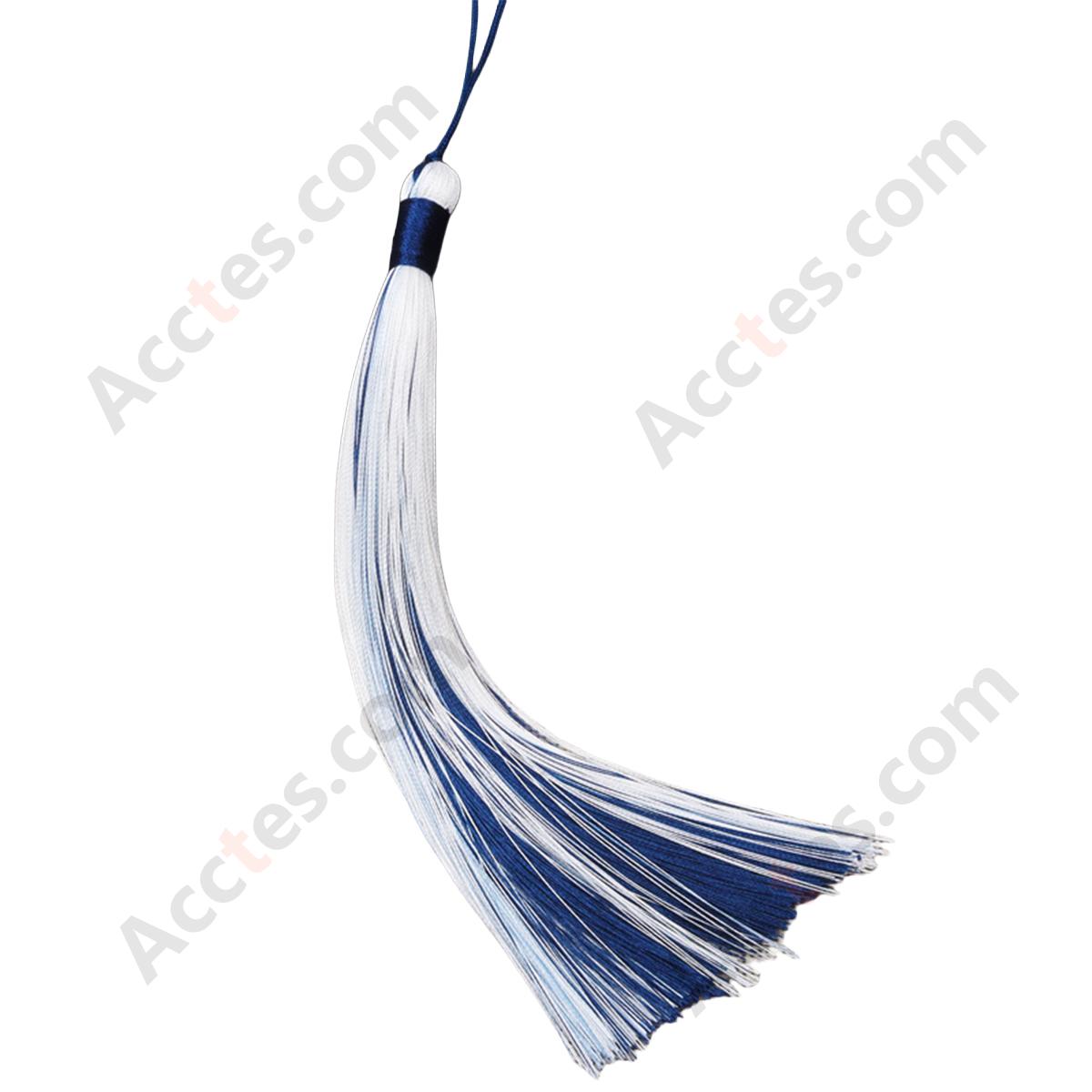 White & Navy Blue Two-Tone Tassel Hanging Pendant Ornament