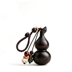 Large Ebony Wood Gourd Pendant with Hanging Loop Charm Ornament