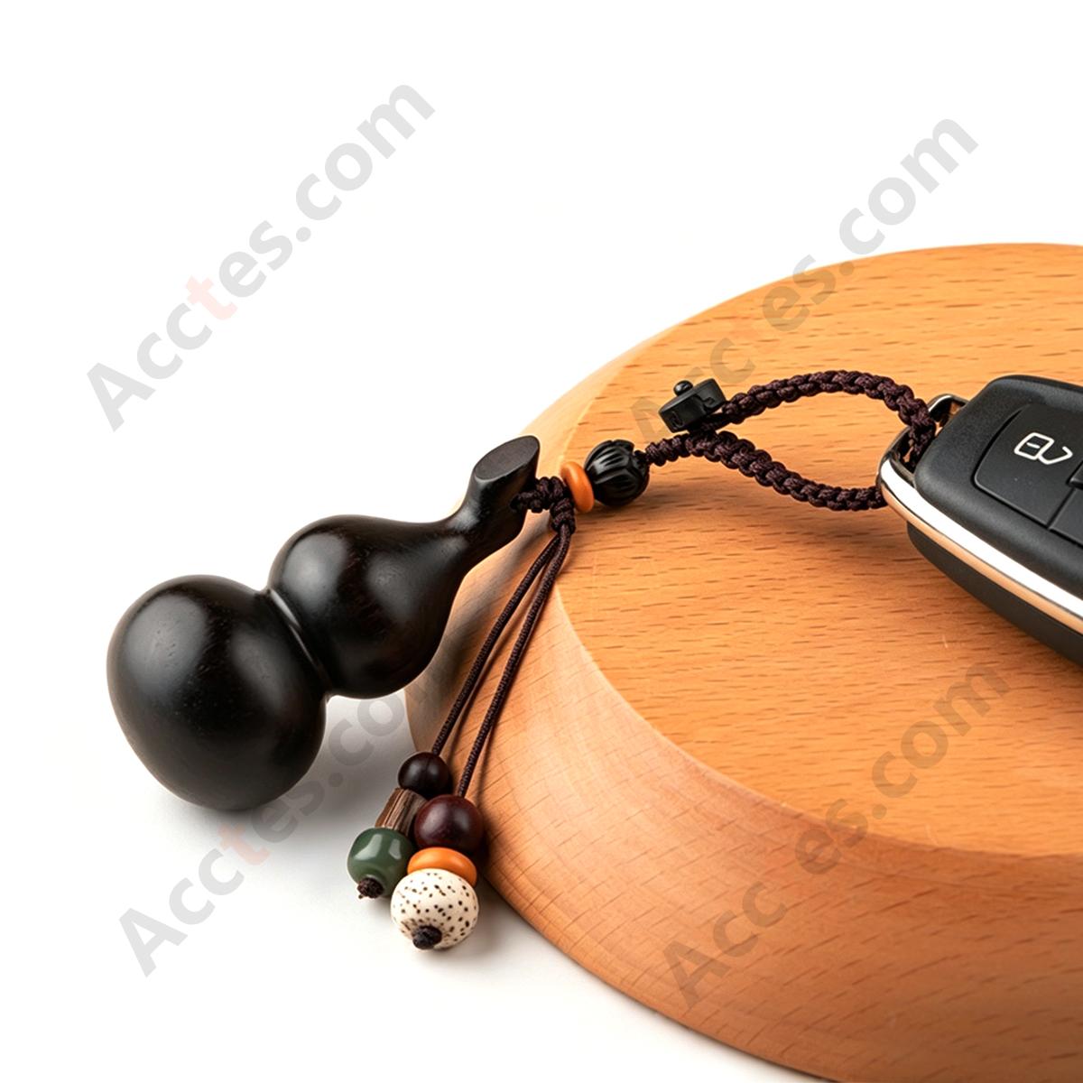 Large Ebony Wood Gourd Pendant with Hanging Loop Charm Ornament