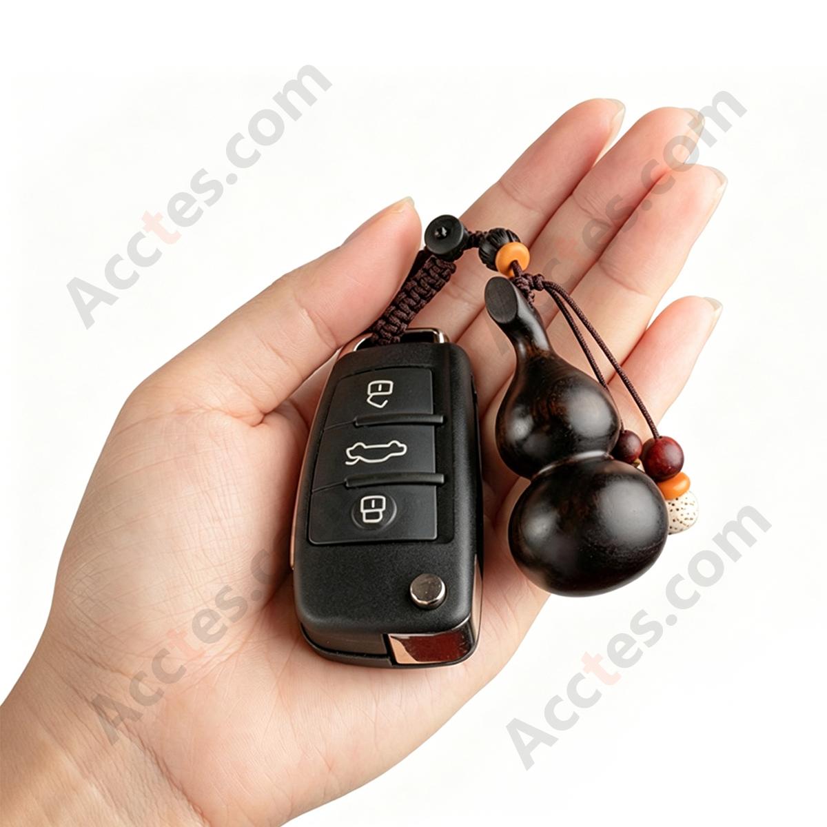 Large Ebony Wood Gourd Pendant with Hanging Loop Charm Ornament