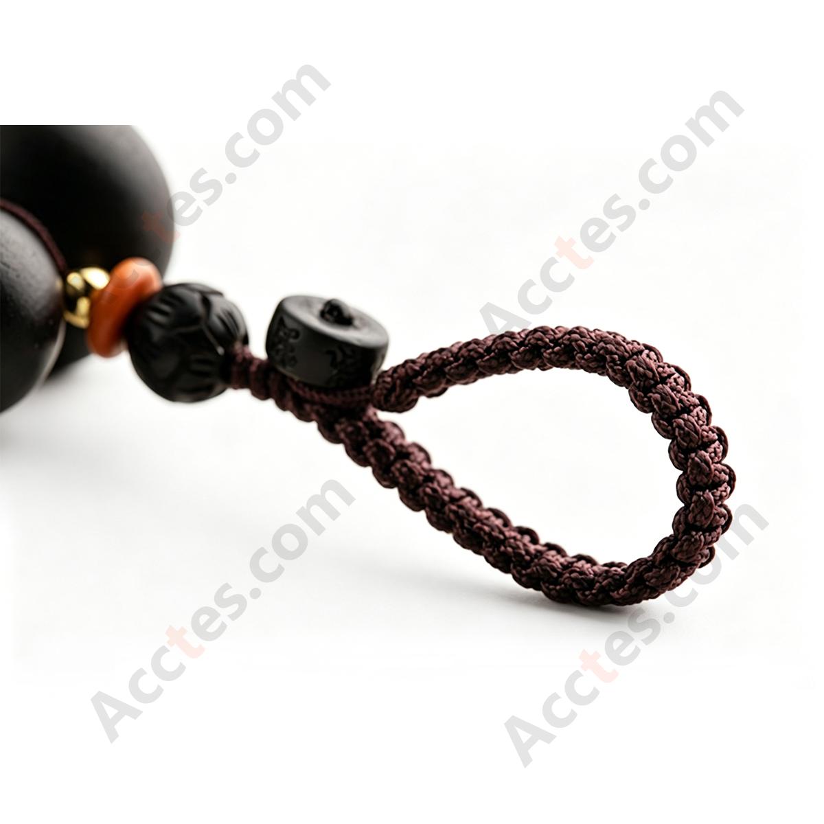 Large Ebony Wood Gourd Pendant with Hanging Loop Charm Ornament