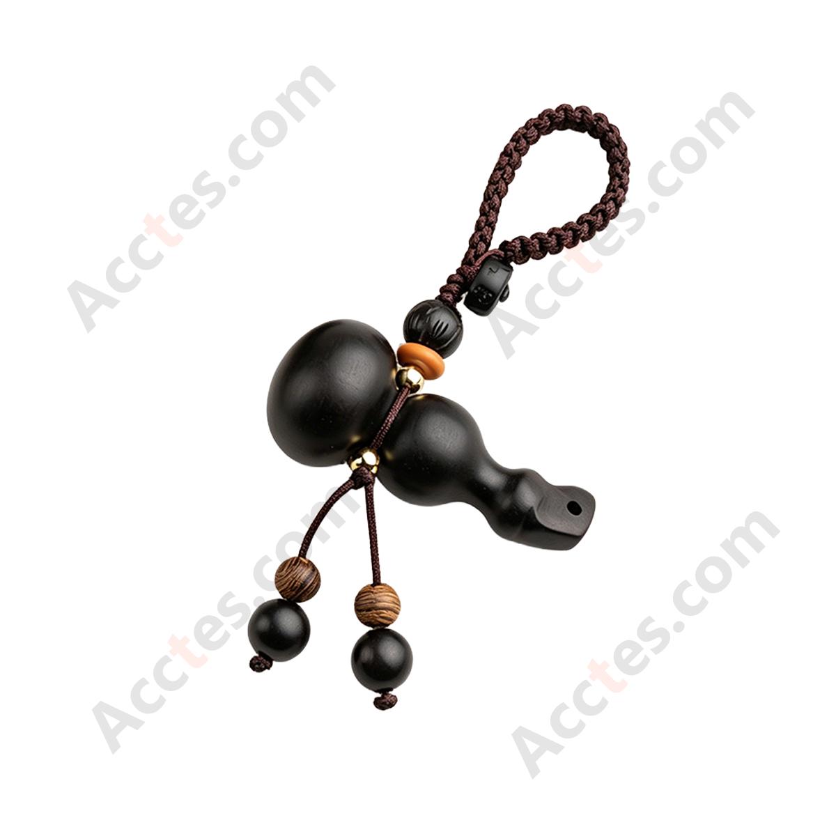 Small Embossed Waist Style Ebony Wood Gourd Pendant Ornament