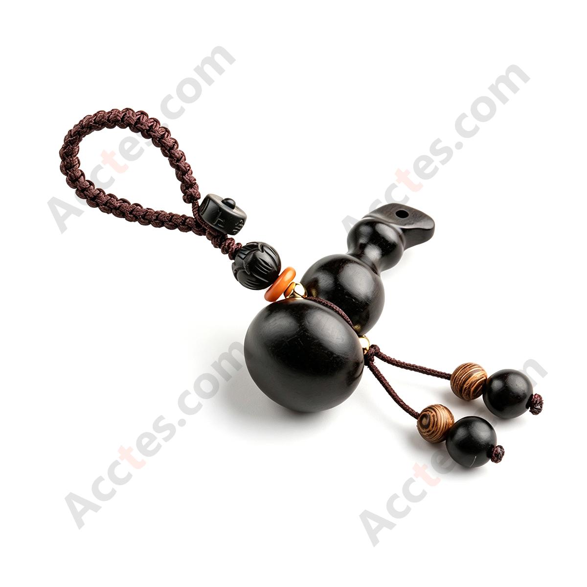 Small Embossed Waist Style Ebony Wood Gourd Pendant Ornament