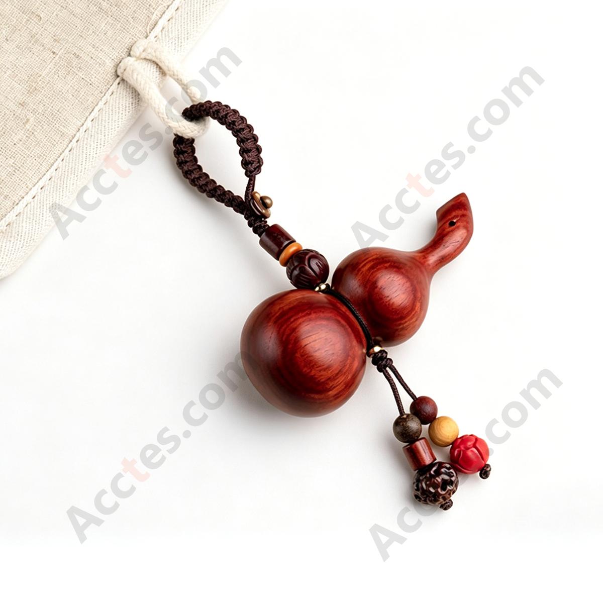 Large Purple Sandalwood Gourd Pendant with Loop Hanging Charm