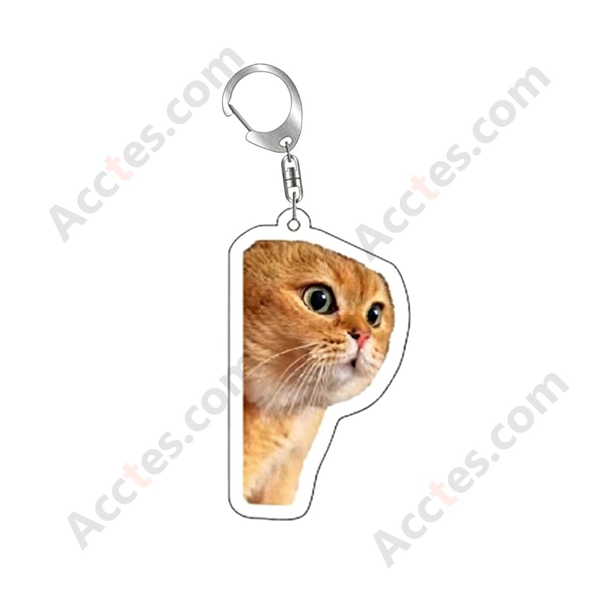 Funny Expression Orange Cat Resin Car Keychain Pendant challenge