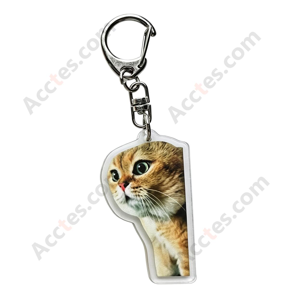 Funny Expression Orange Cat Resin Car Keychain Pendant challenge