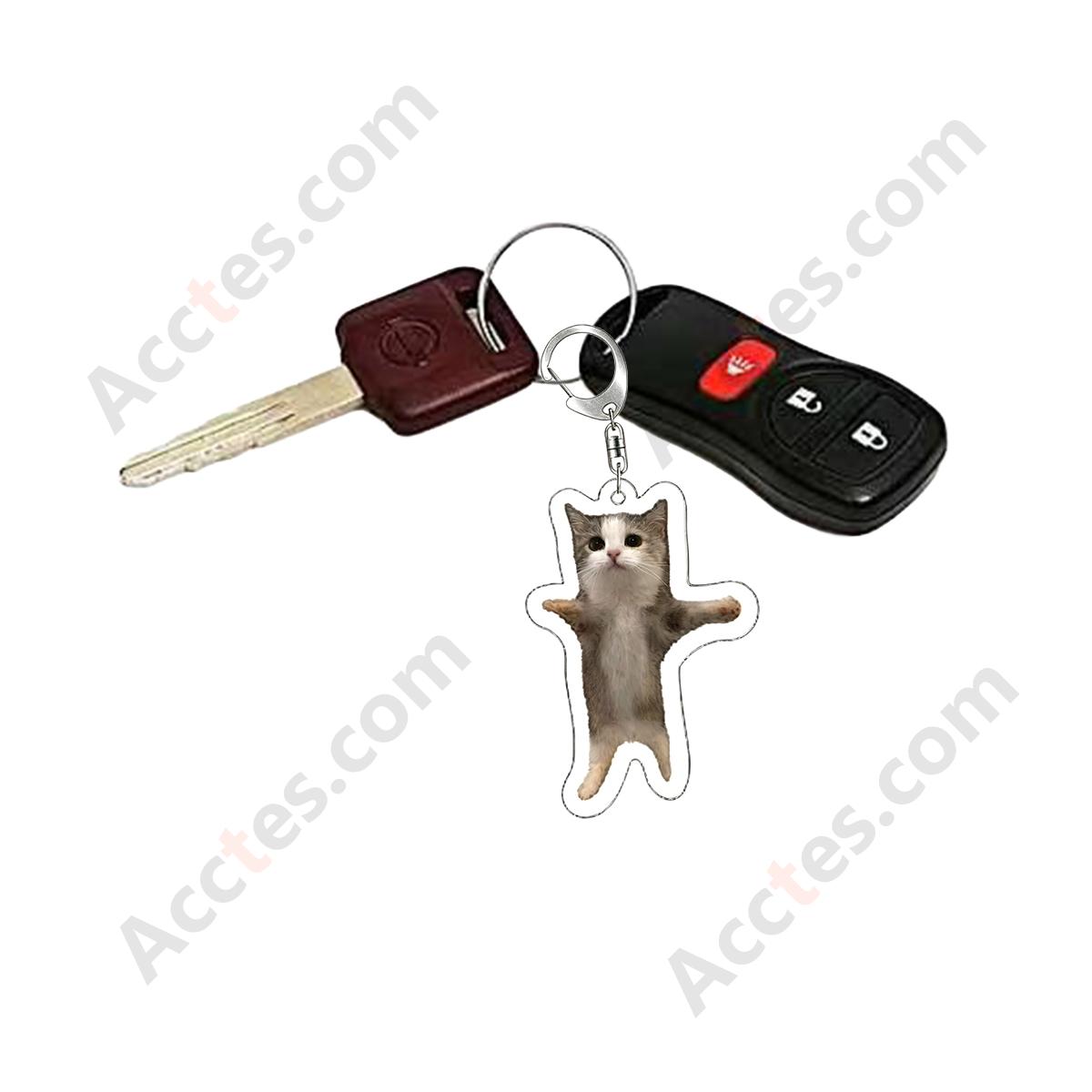 Happy Expression Kitten 3D Resin Car Keychain Pendant
