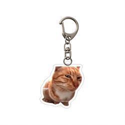 Eye-Roll Expression Orange Cat 3D Resin Car Keychain Pendant