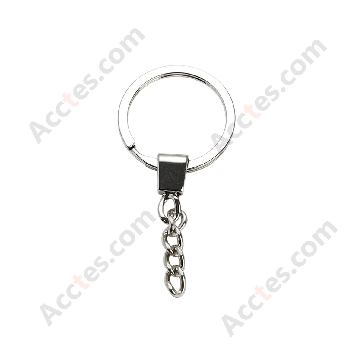 Flat Split Key Ring with Alloy Head Chain
