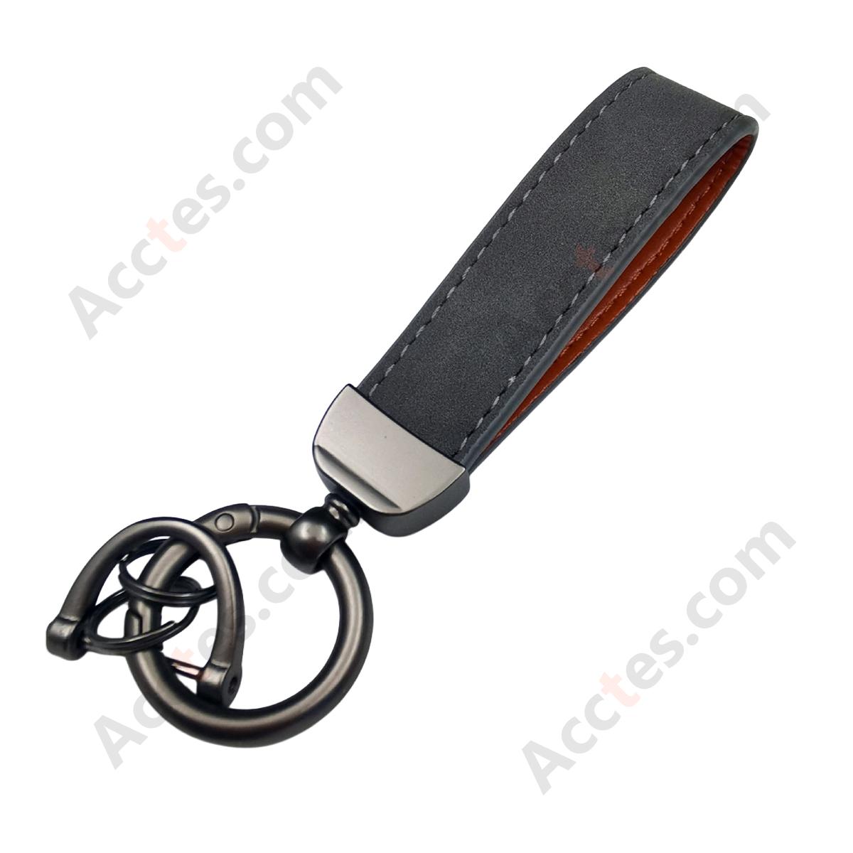 Gray Premium Suede Keychain Lanyard with Gunmetal Hardware