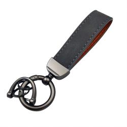 Gray Premium Suede Keychain Lanyard with Gunmetal Hardware