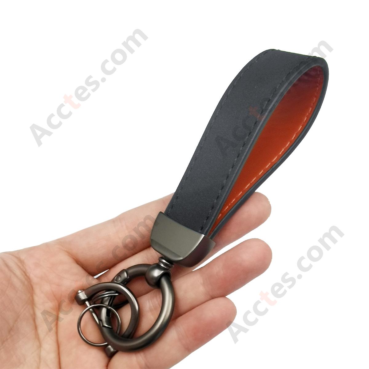 Gray Premium Suede Keychain Lanyard with Gunmetal Hardware