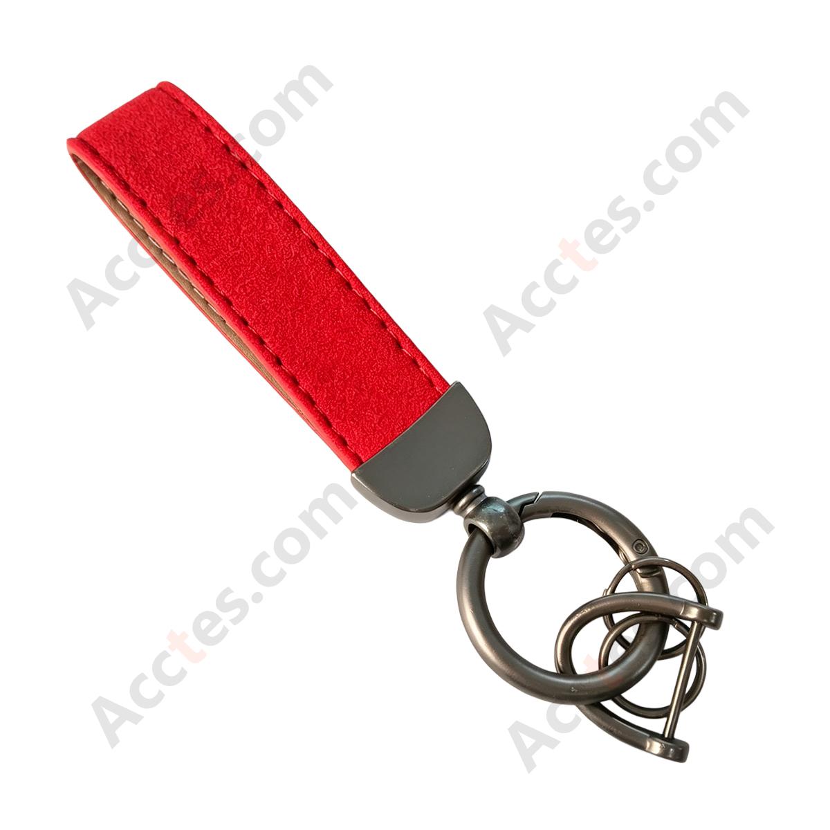 Red Premium Suede Keychain Lanyard with Gunmetal Hardware