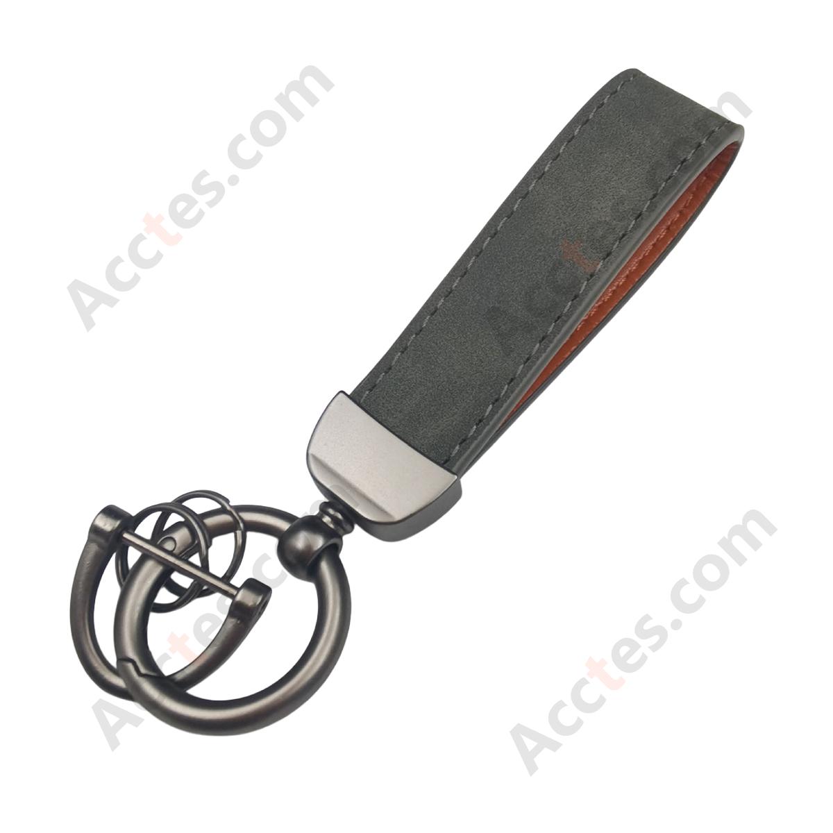 Navy Blue Premium Suede Keychain Lanyard with Gunmetal Hardware