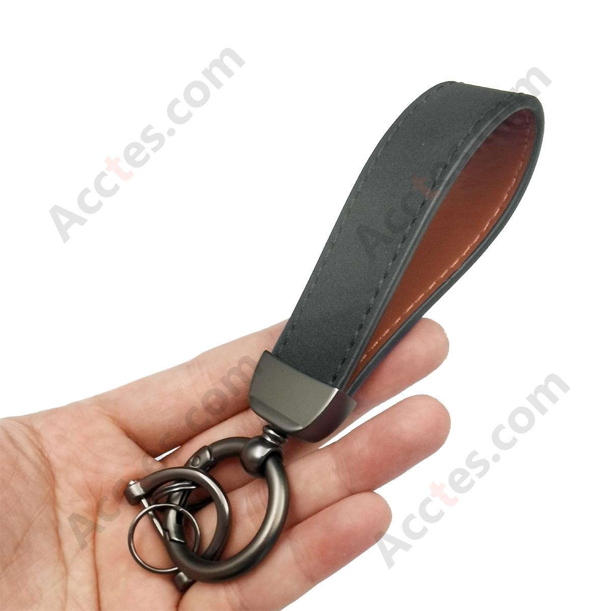 Navy Blue Premium Suede Keychain Lanyard with Gunmetal Hardware