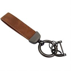 Brown Premium Suede Keychain Lanyard with Gunmetal Hardware