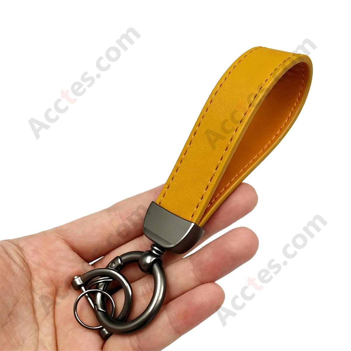 Yellow Premium Suede Keychain Lanyard with Gunmetal Hardware