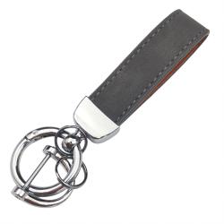 Gray Premium Suede Keychain Lanyard with Silver Hardware
