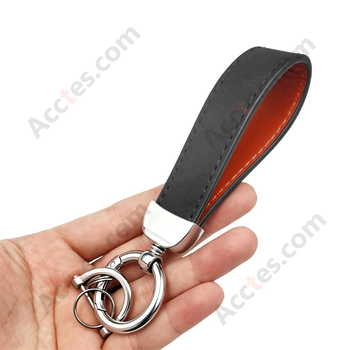 Gray Premium Suede Keychain Lanyard with Silver Hardware