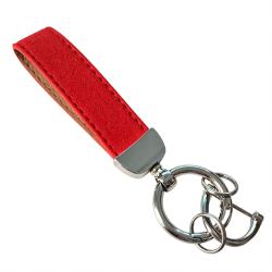 Red Premium Suede Keychain Lanyard with Silver Hardware