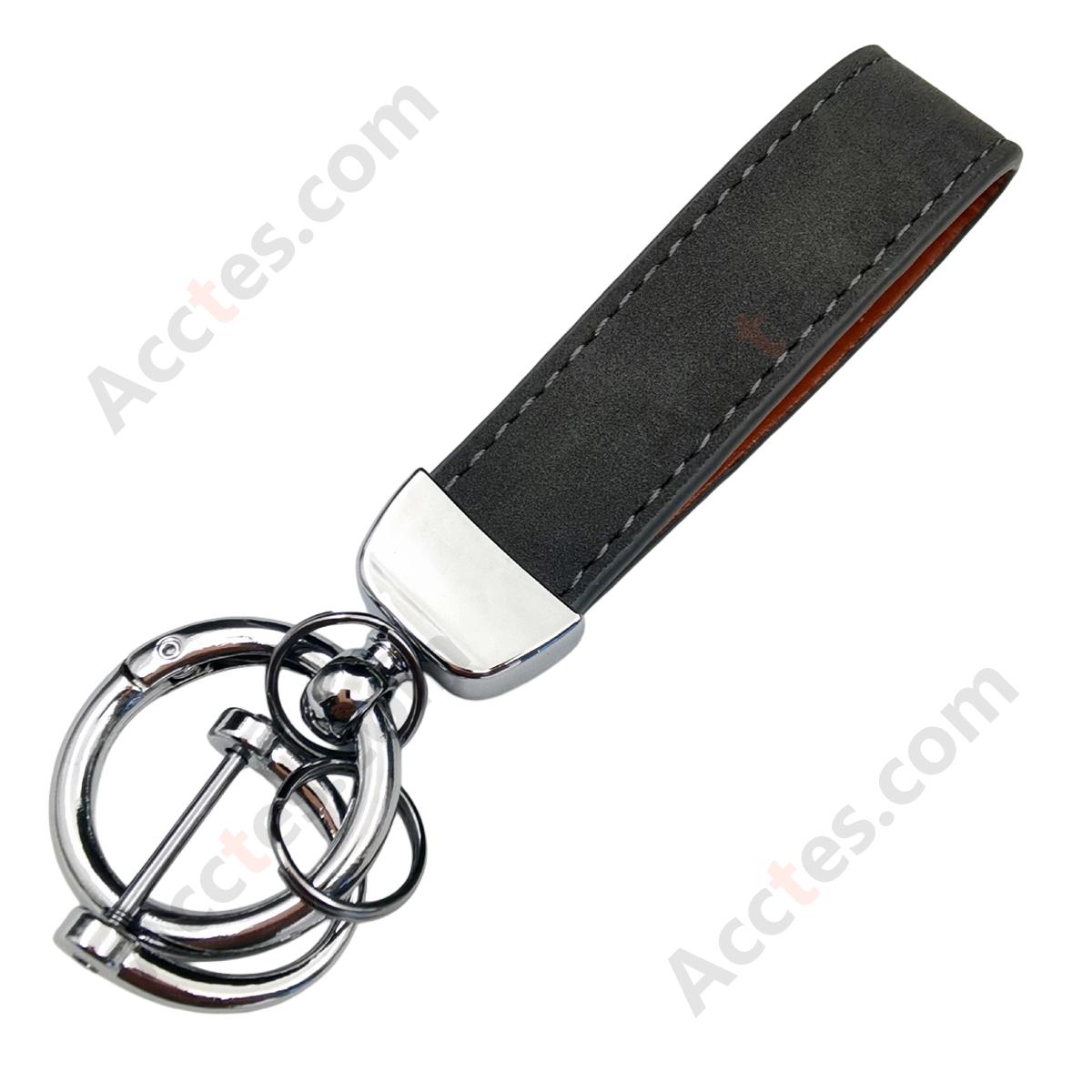 Navy Blue Premium Suede Keychain Lanyard with Silver Hardware