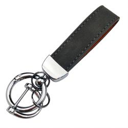 Navy Blue Premium Suede Keychain Lanyard with Silver Hardware
