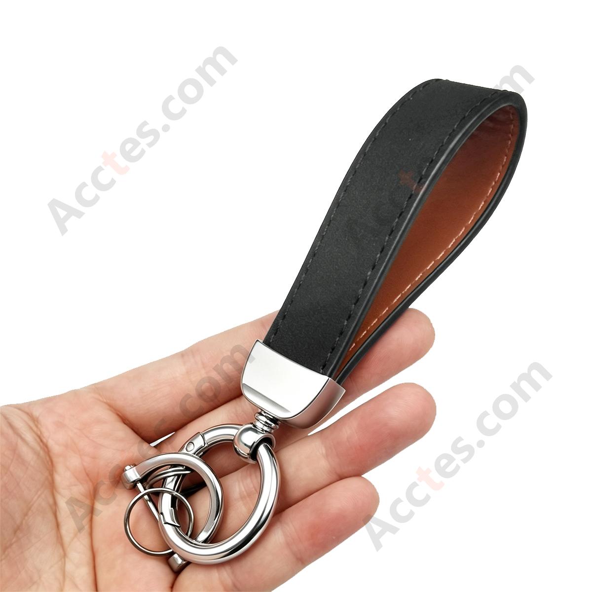 Navy Blue Premium Suede Keychain Lanyard with Silver Hardware
