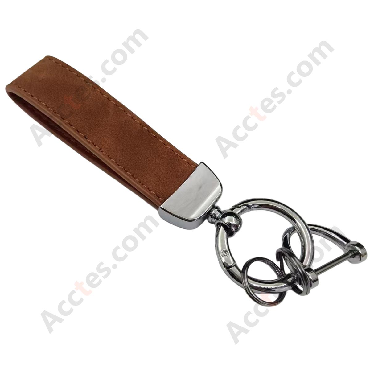 Brown Premium Suede Keychain Lanyard with Silver Hardware