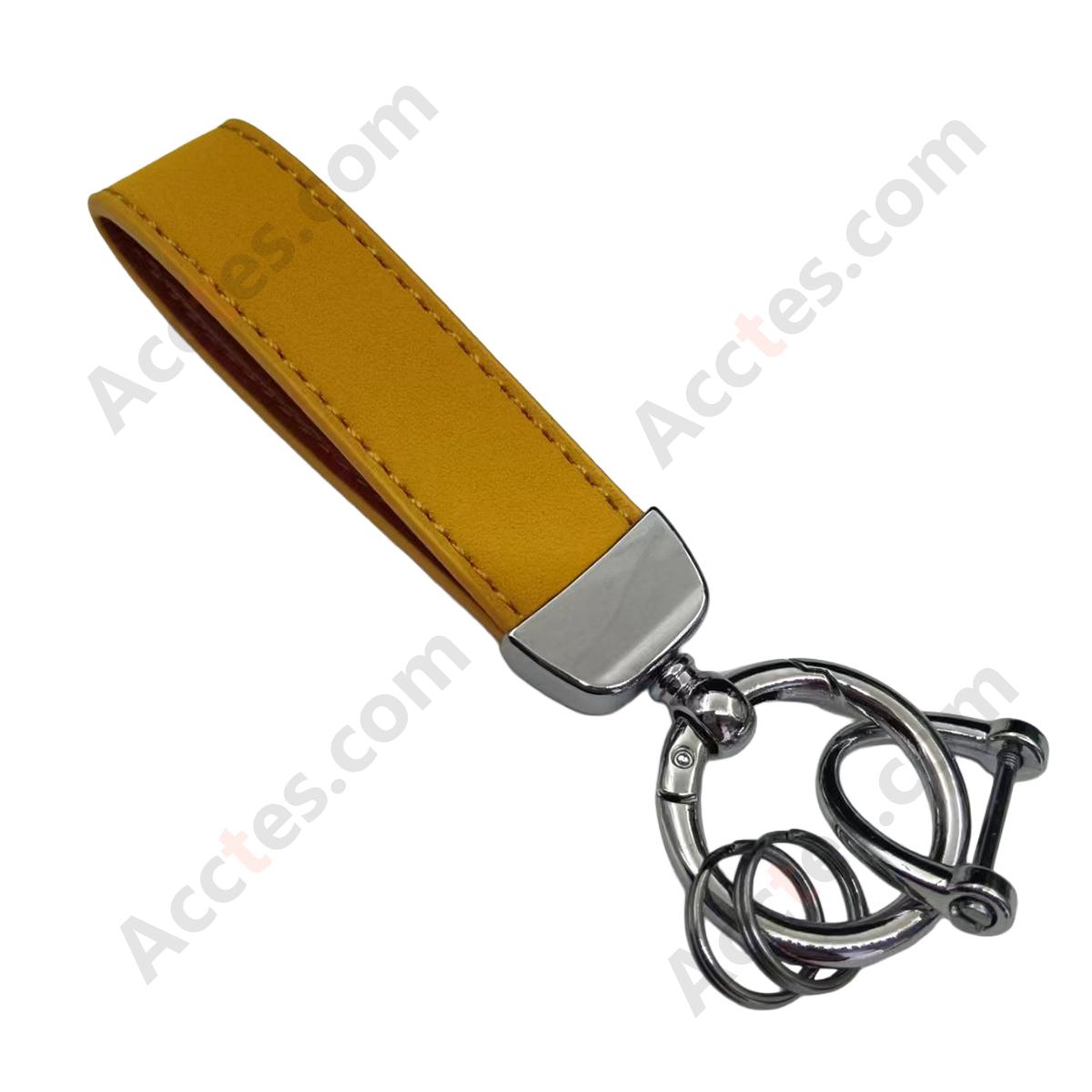 Yellow Premium Suede Keychain Lanyard with Silver Hardware