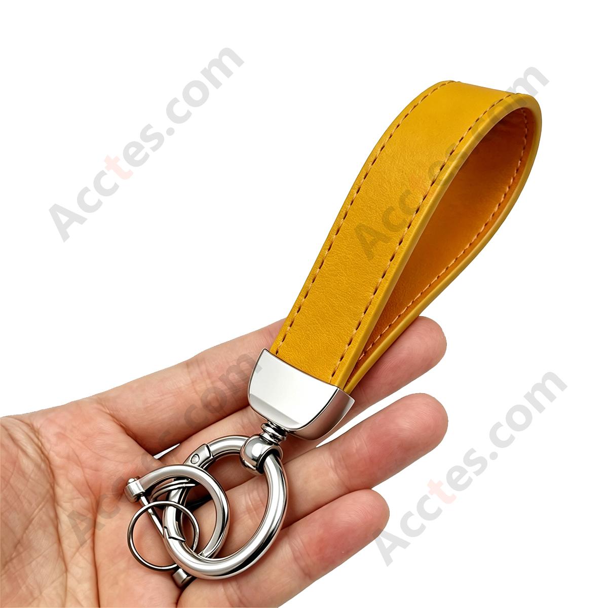 Yellow Premium Suede Keychain Lanyard with Silver Hardware