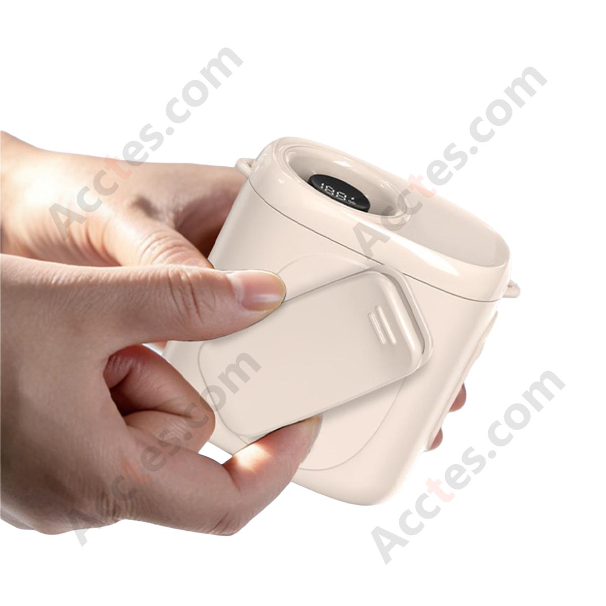 White USB Waist Clip Portable Mini Fan, 1800mAh Battery