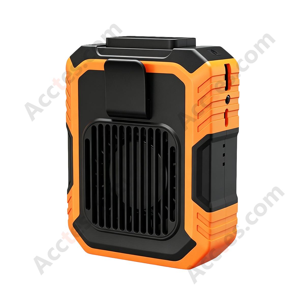 Orange USB Waist Clip Portable Mini Fan, 4000mAh Battery