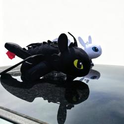 20cm Black Cartoon Dragon Figurine Car Roof Ornament with Quick-Detach Base