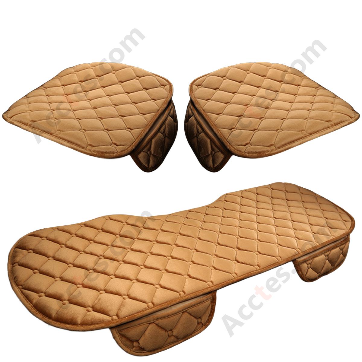 3Pcs Winter Plush Half-Backless Car Seat Cushion Set, Strap-Free Non-Slip