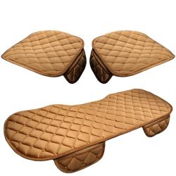 3Pcs Winter Plush Half-Backless Car Seat Cushion Set, Strap-Free Non-Slip