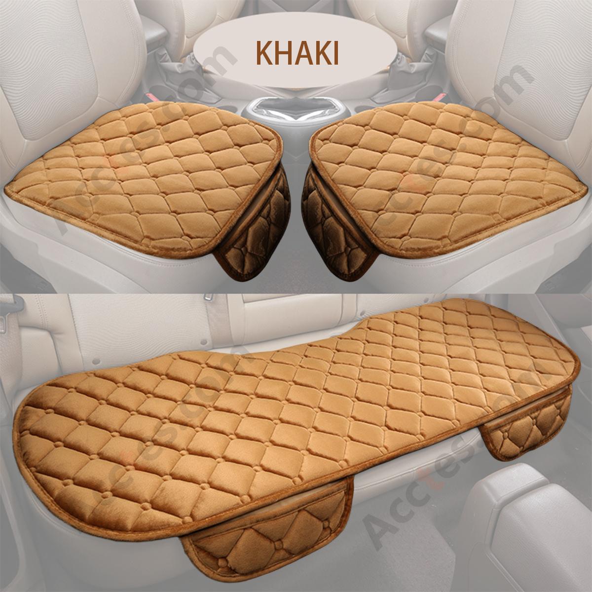 3Pcs Winter Plush Half-Backless Car Seat Cushion Set, Strap-Free Non-Slip