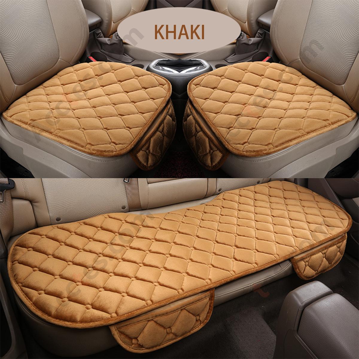 3Pcs Winter Plush Half-Backless Car Seat Cushion Set, Strap-Free Non-Slip