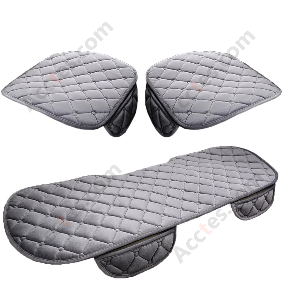 3Pcs Winter Plush Half-Backless Car Seat Cushion Set, Strap-Free Non-Slip