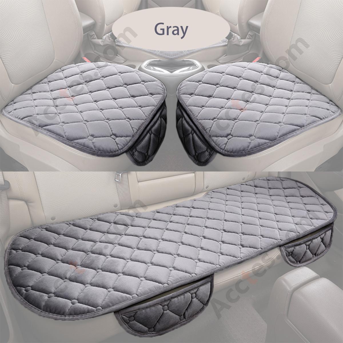 3Pcs Winter Plush Half-Backless Car Seat Cushion Set, Strap-Free Non-Slip