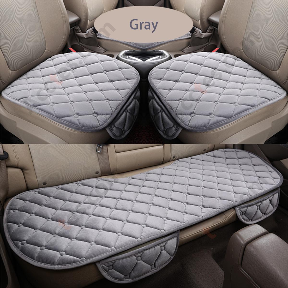 3Pcs Winter Plush Half-Backless Car Seat Cushion Set, Strap-Free Non-Slip