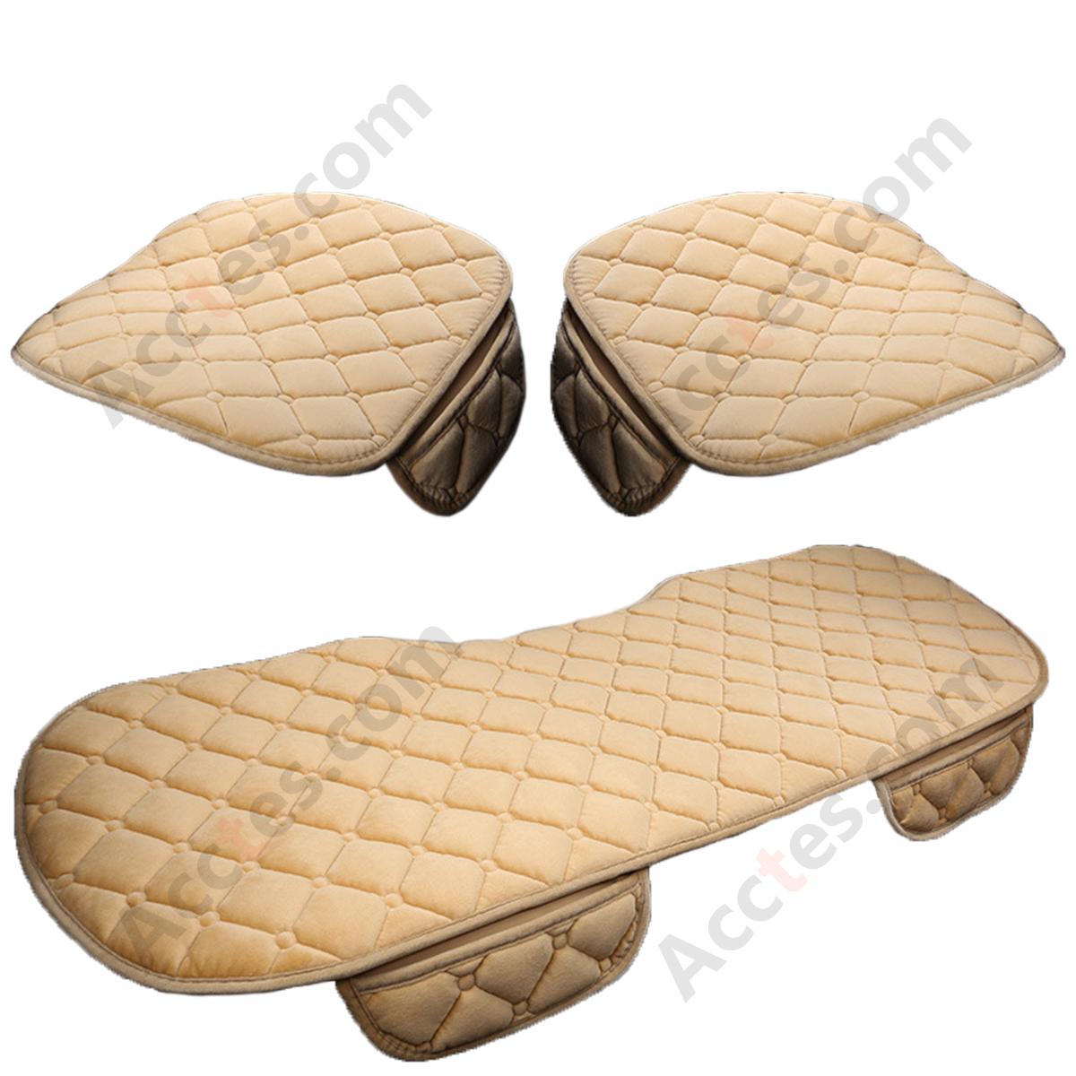 3Pcs Winter Plush Half-Backless Car Seat Cushion Set, Strap-Free Non-Slip