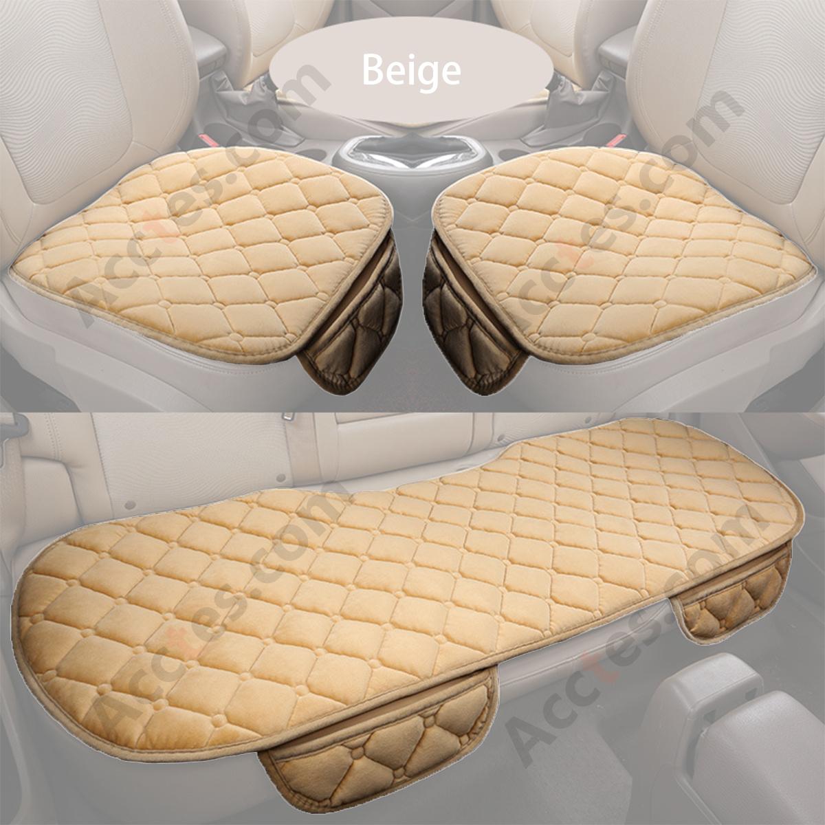 3Pcs Winter Plush Half-Backless Car Seat Cushion Set, Strap-Free Non-Slip
