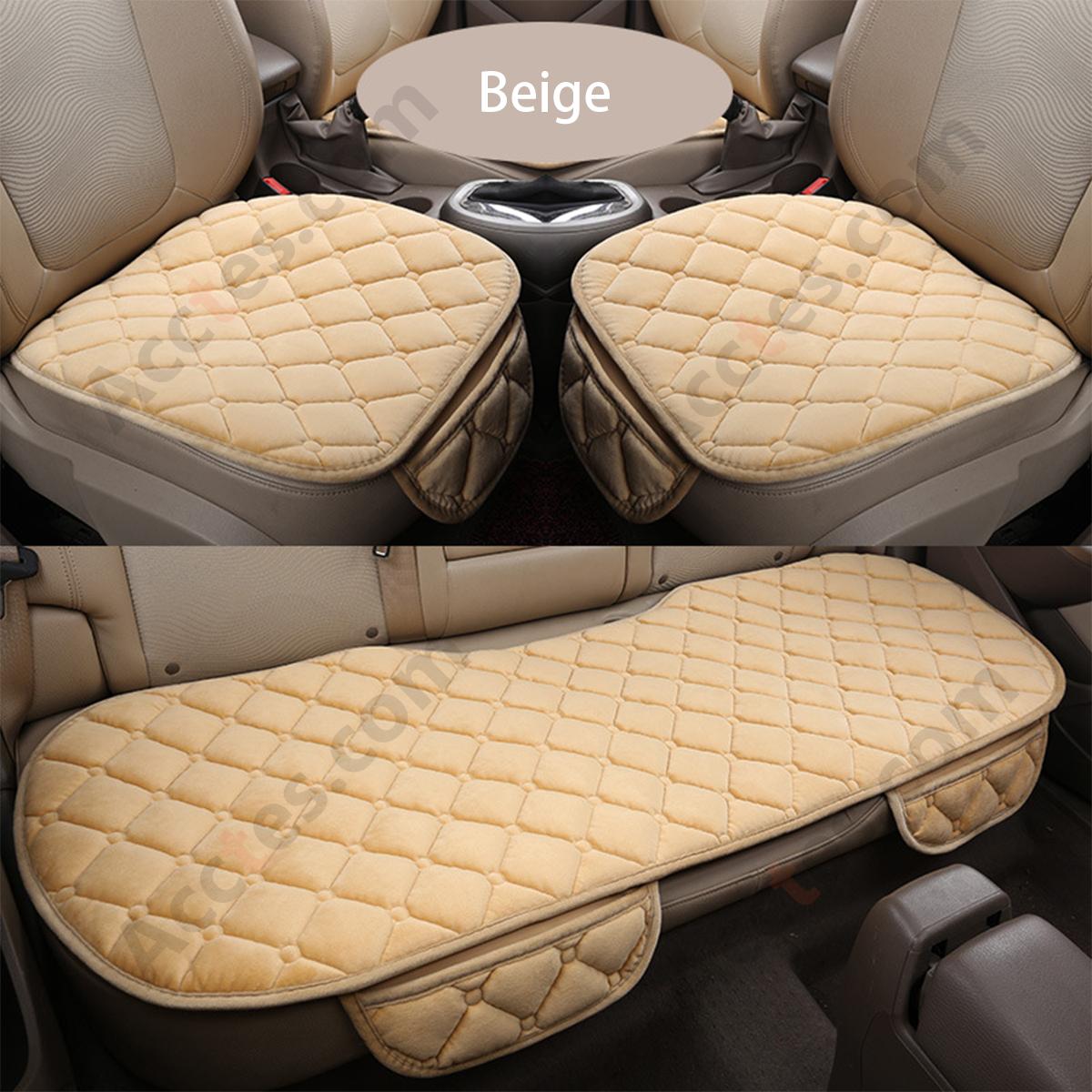 3Pcs Winter Plush Half-Backless Car Seat Cushion Set, Strap-Free Non-Slip