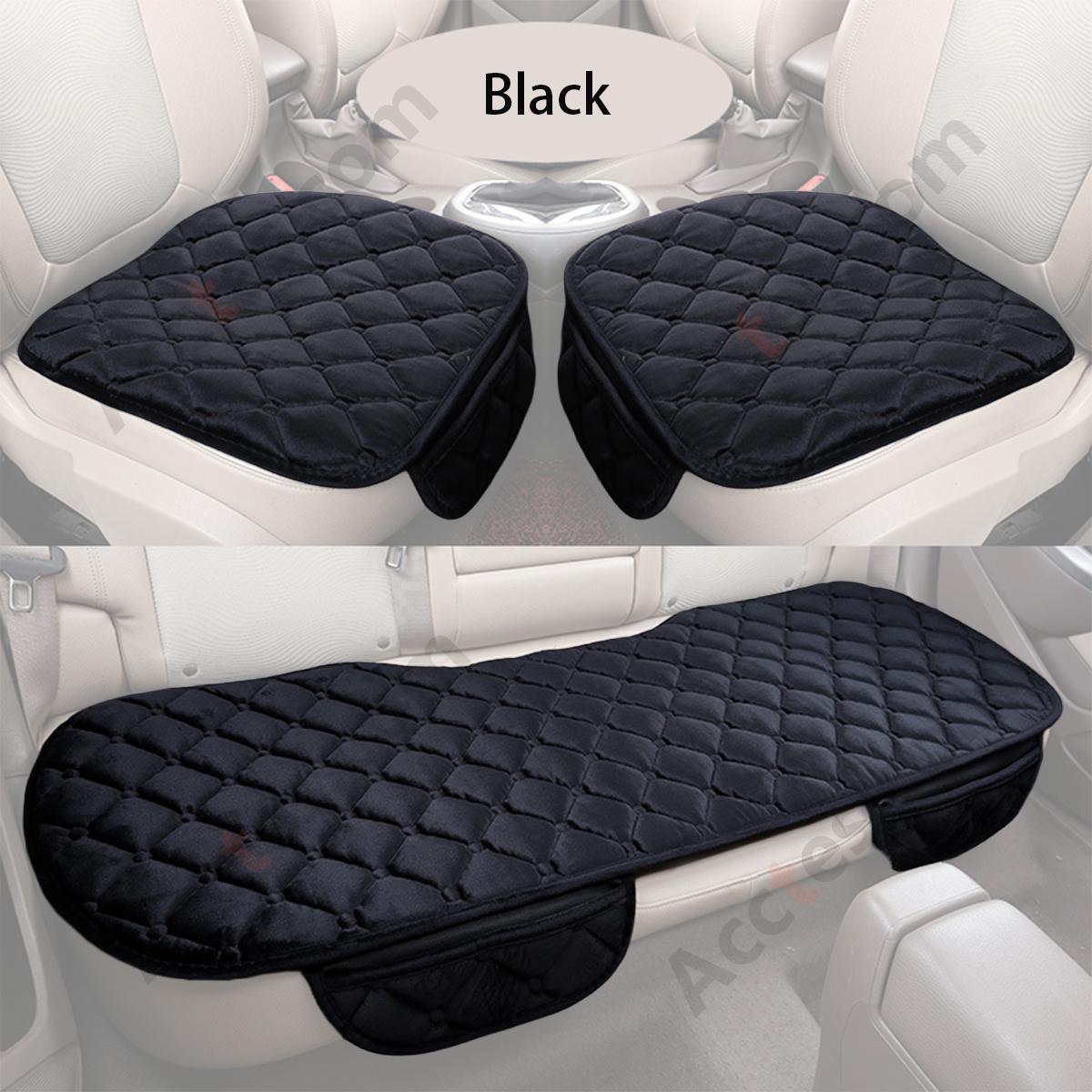 3Pcs Winter Plush Half-Backless Car Seat Cushion Set, Strap-Free Non-Slip